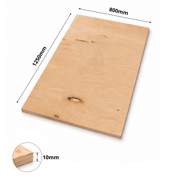 Sklejka liściasta 10mm klasa 3/4 formatka 1250x800mm