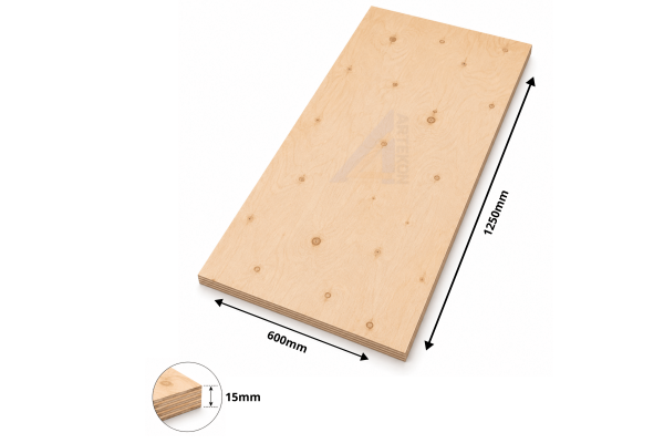 Sklejka liściasta 15mm klasa IV/IV formatka 1250x600mm
