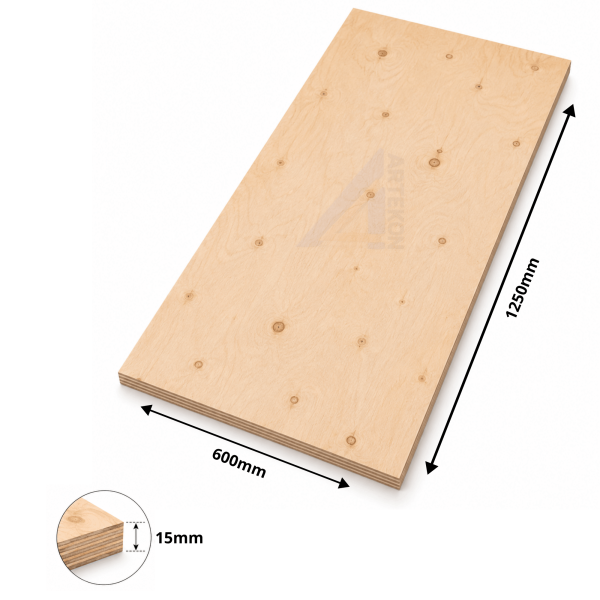 Sklejka liściasta 15mm klasa IV/IV formatka 1250x600mm