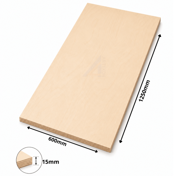 Sklejka wodoodporna 15mm formatka 1250x600mm klasa BB/CP Rubia