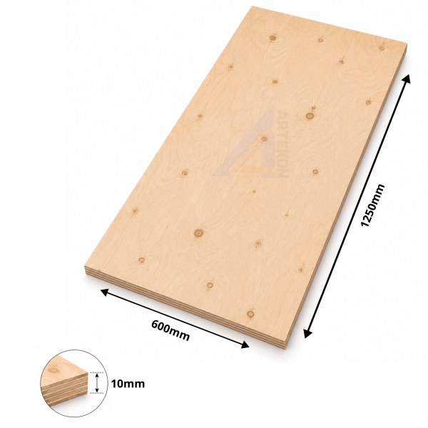 Sklejka liściasta 10mm klasa IV/IV formatka 1250x600mm