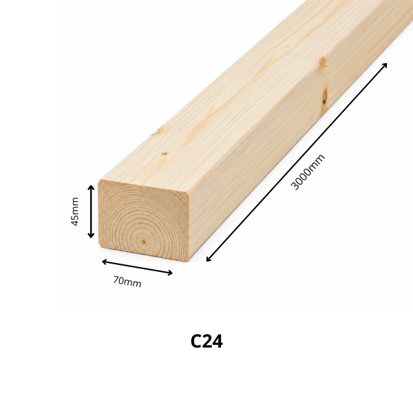 Kantówka kalibrowana świerk 45x70x3000mm C24